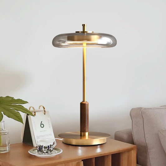 LumoVélo – Tafel lamp van Glas, Hout en Metaal